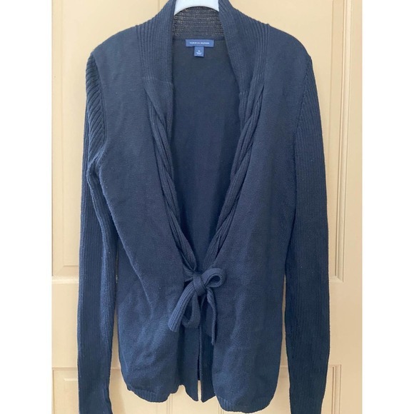 Tommy Hilfiger Black Tie Front Cardigan Sweater Women's Size Medium - Picture 4 of 7